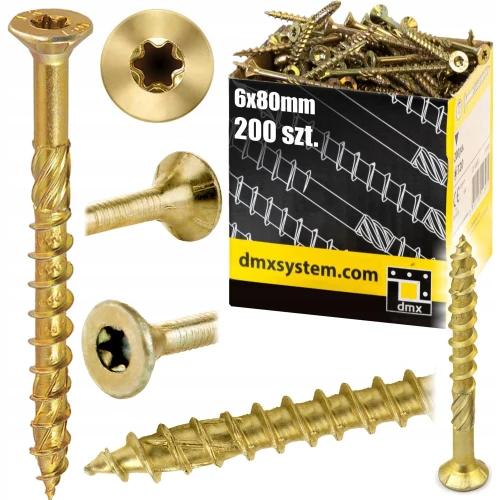 Wkręty do drewna ciesielski stożkowy 6x80 mm domax 200 sztuk