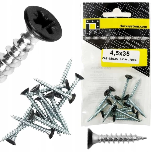 Wkręty do drewna czarne 4,5x35mm 12 sztuk zas domax