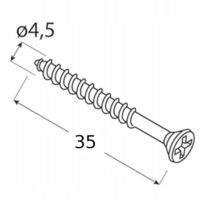 Wkręty do drewna czarne 4,5x35mm 12 sztuk zas domax