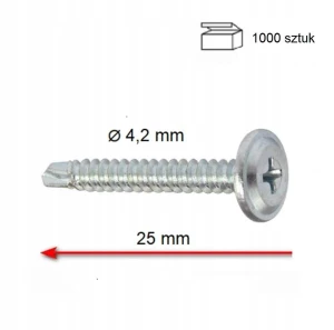 Blachowkrety podkładkowe samowiercące łeb owalny 4,2x25 mm ocynkowane 1000