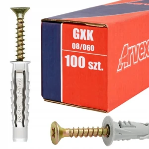 Kołek uniwersalny rozporowy 8x60mm nylonowy dybel | arvex 100 sztuk