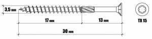 Wkręty stożkowe do drewna torx 3x35mm wkręt-met klimas - 500 szt