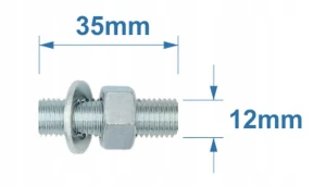 Mini szpilka gwintowana pręt m12x35 mm 10 sztuk + nakrętka podkładka ocynk