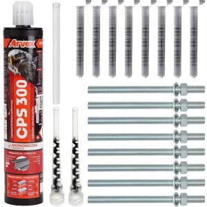 Kotwa chemiczna klej arvex cps 300, pręt m10x165 + tuleje, mieszadło | #9