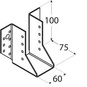 Wieszak stalowy do belek 60x100x75 mm - łącznik standardowy z ocynkowanej blachy 2 mm