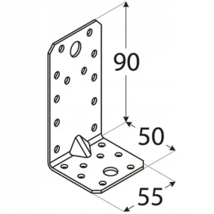 Kątownik stalowy montażowy z przetłoczeniem kpl3 90x50x55x2 1szt domax