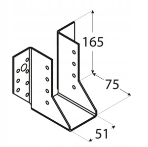 Wieszak Belek WB12 - Wspornik Łącznik Antykorozyjny 51x165x75mm, Grubość 2,0mm