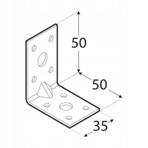 Kątownik stalowy montażowy z przetłoczeniem kpl5 50x50x35 mm 10 szt domax