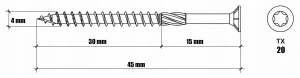 Wkręty stożkowe do drewna 4x45 mm Wkręt-met Klimas 300 szt