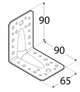Kątownik z przetłoczeniem KP 1 K90x90x65x2,5 50 szt